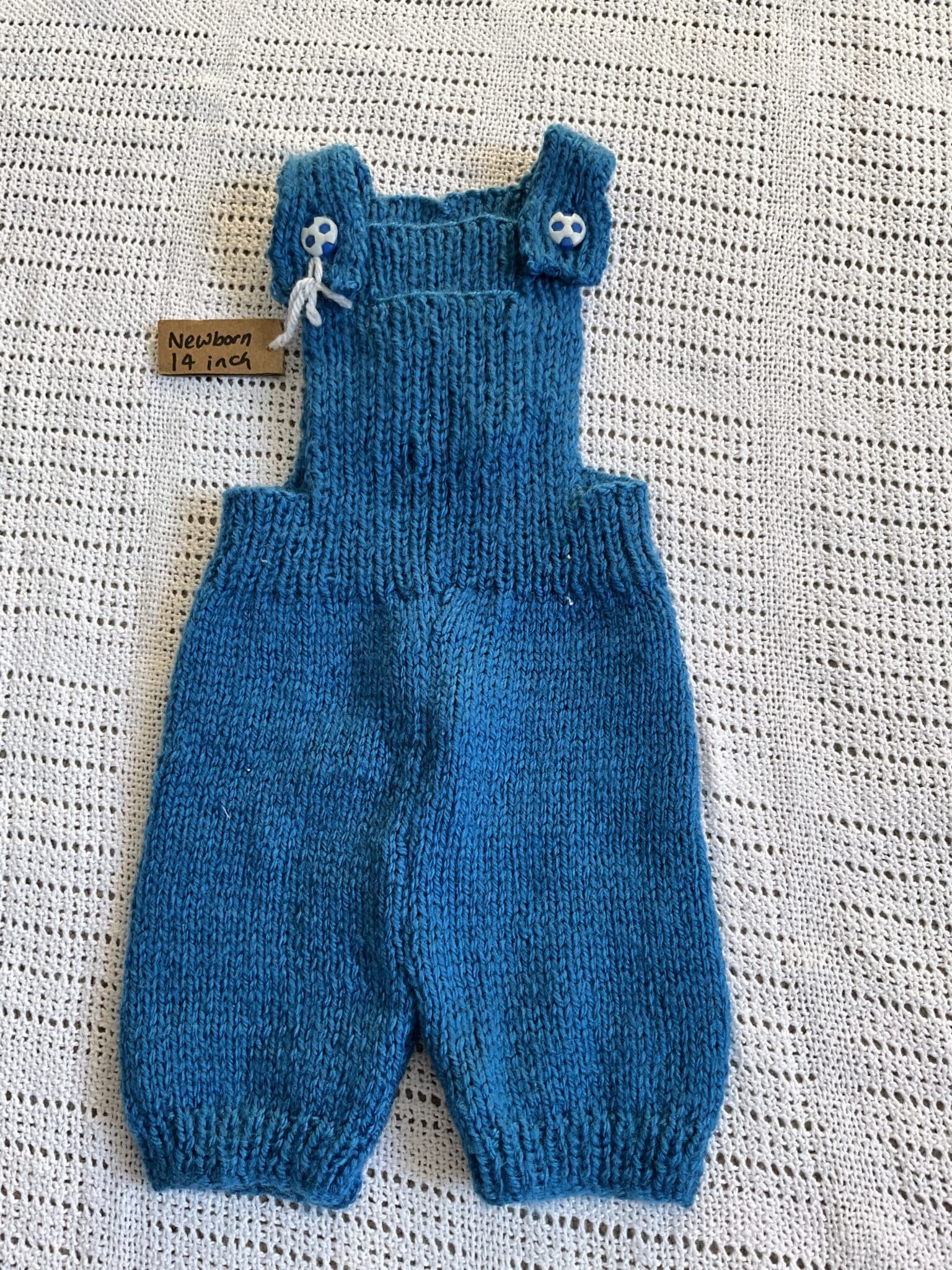 Handknitted Newborn (14 inch chest) Dark blue dungarees - main product image