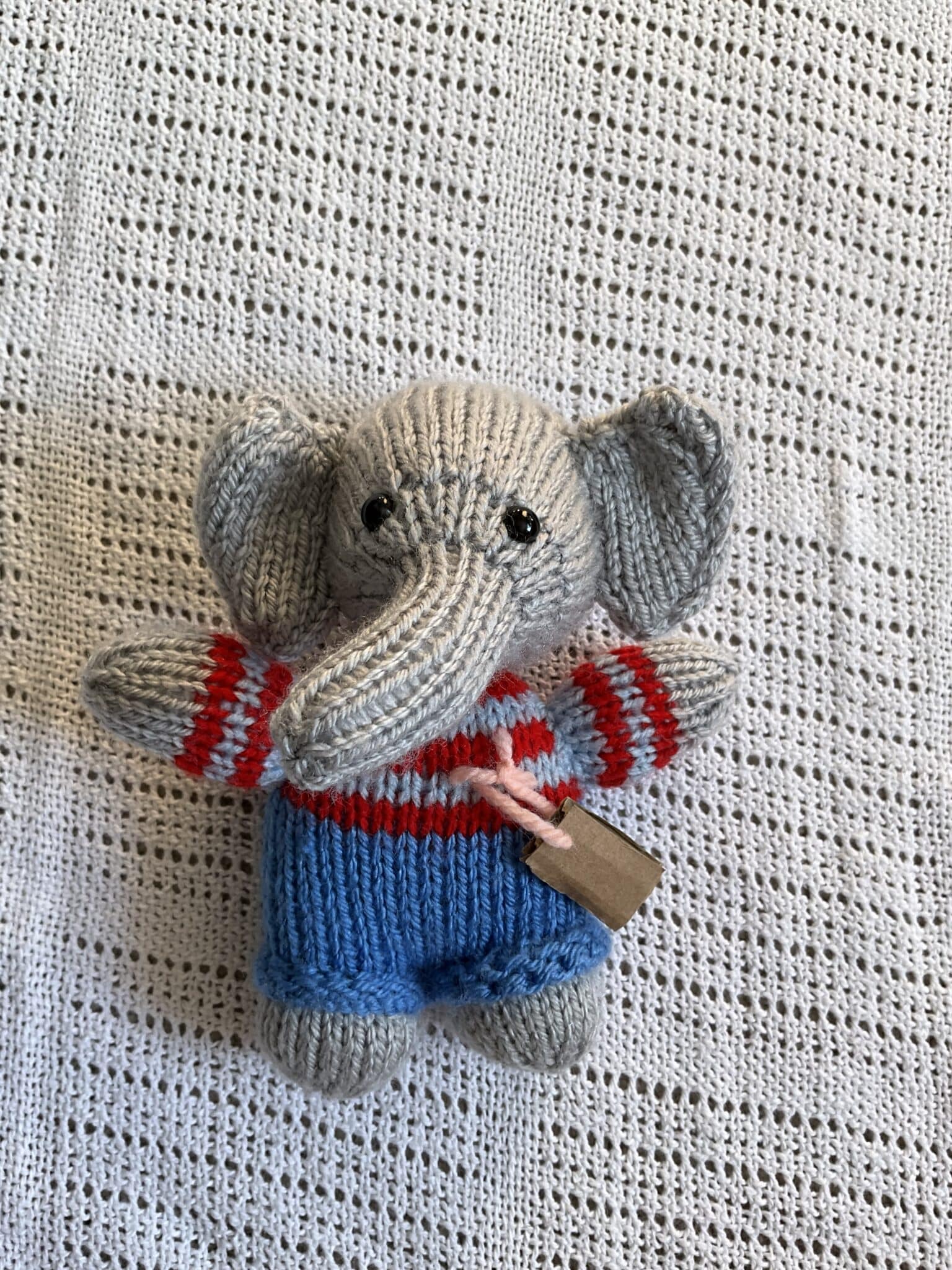 Handknitted Baby Boy Elephant toy - main product image