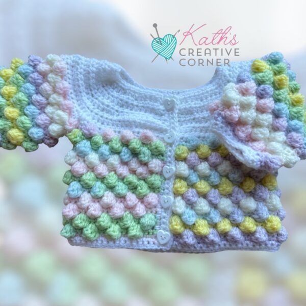 Crocheted Baby Bobble Jacket Hat and Booties - product image 3