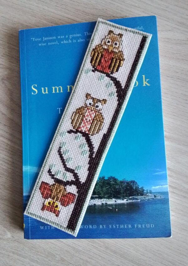 Owl Bookmark, 3 Owls on a Branch, Owl Gift, Owl Lover Gift – Green Border - product image 4