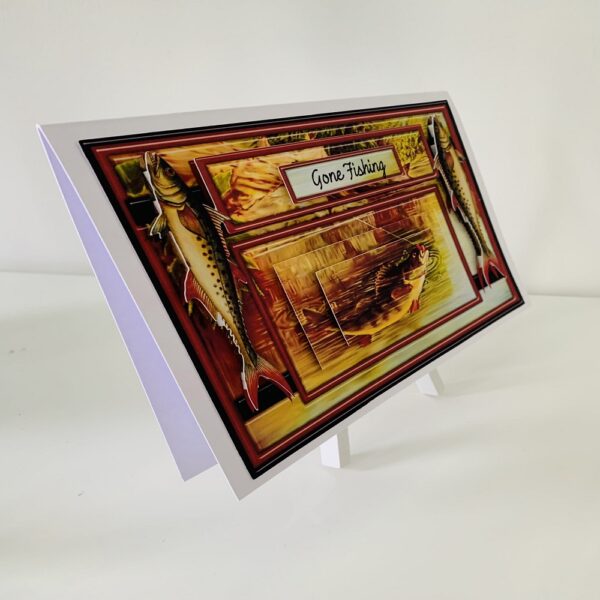 Handcrafted Birthday or Fathers Day 3d Pyramage Fishing Greeting Card - product image 4