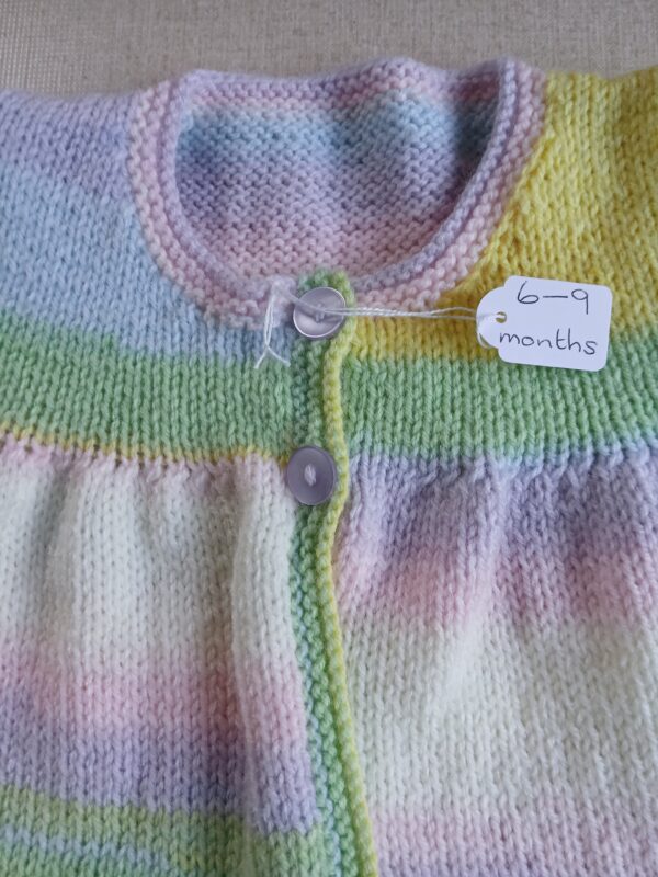 Hand-knitted cap sleeved cardigan. Approx 6 to 9 months. - product image 4