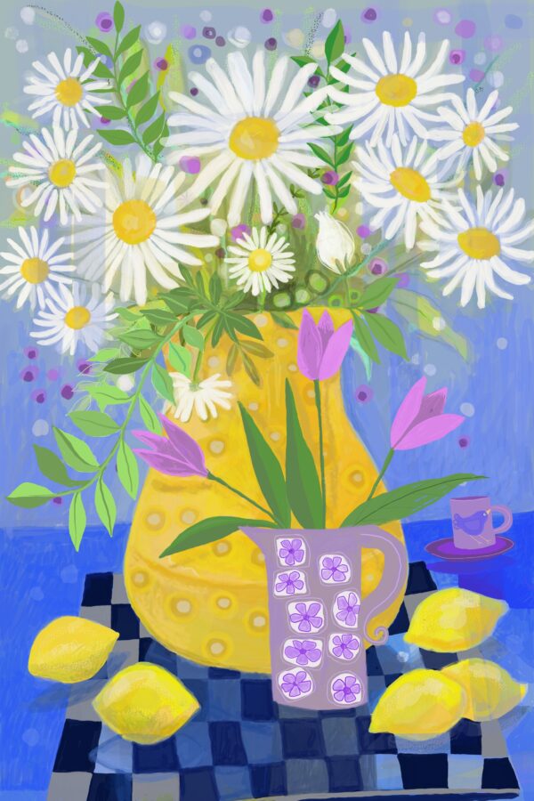 Flowers and lemons Still Life Art Print - main product image