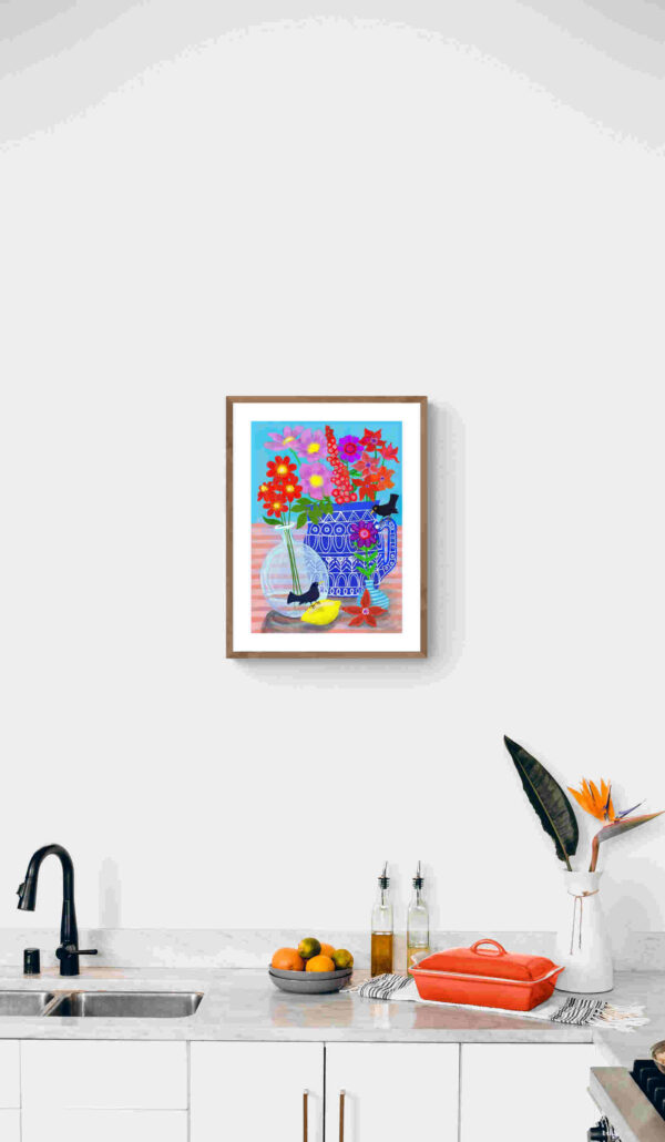 Still Life Art Print Black birds and flowers - product image 3