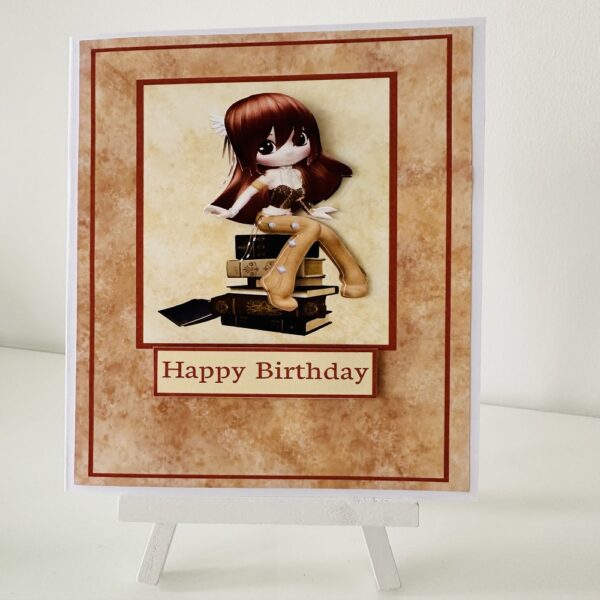 Handcrafted 3D Decoupage Reading Lover Birthday Greeting Card - main product image