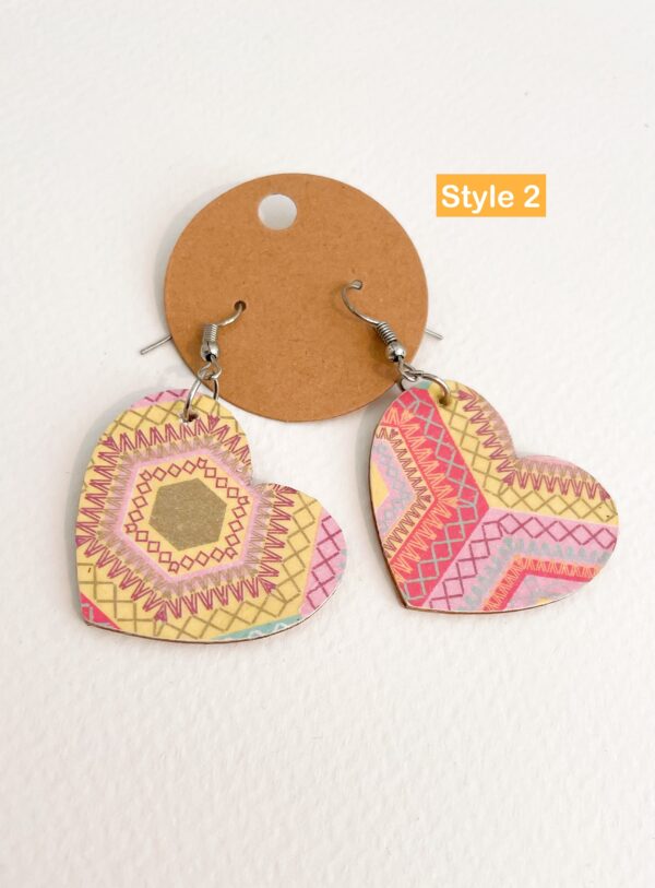 Double-Sided Mismatched Decoupage Wooden Earrings - product image 3