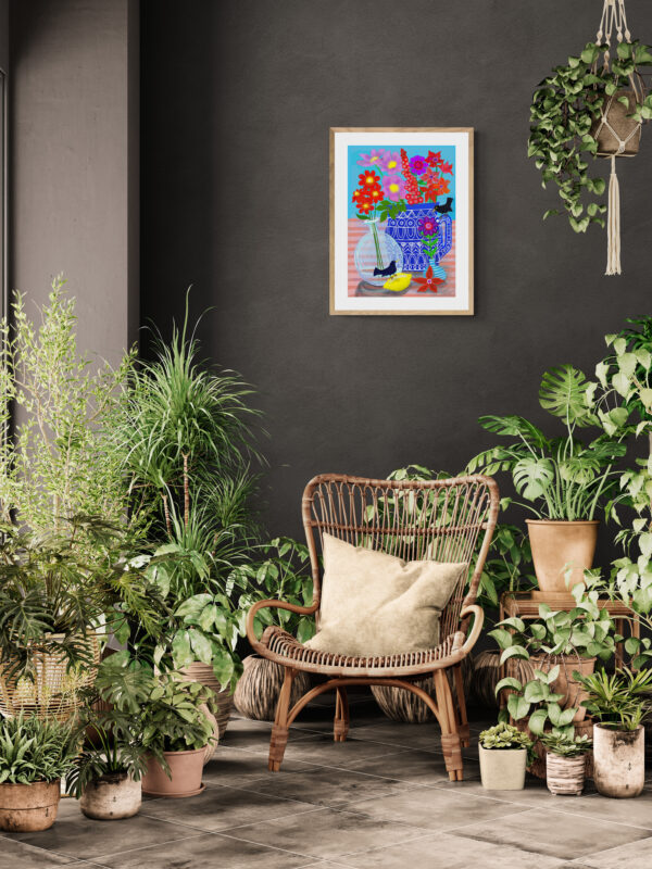 Still Life Art Print Black birds and flowers - product image 4