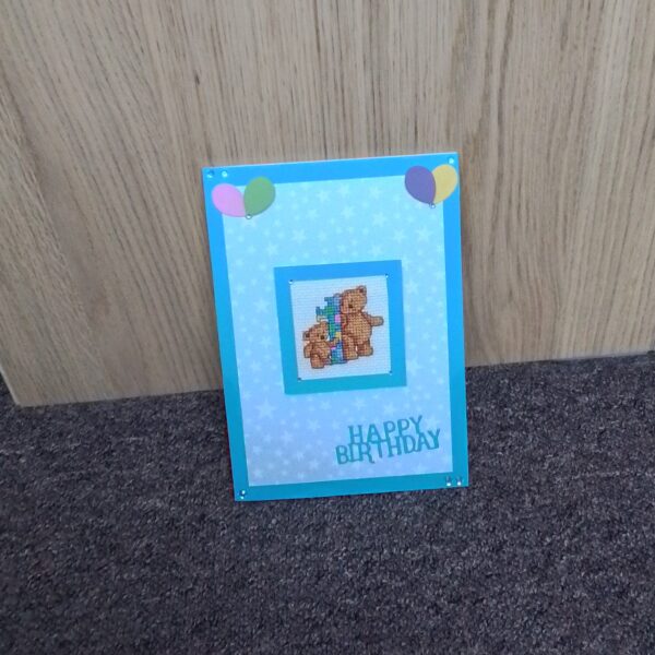 1st Birthday Card, First Birthday Card, Teddy Card, Child Birthday Card – Blue - main product image