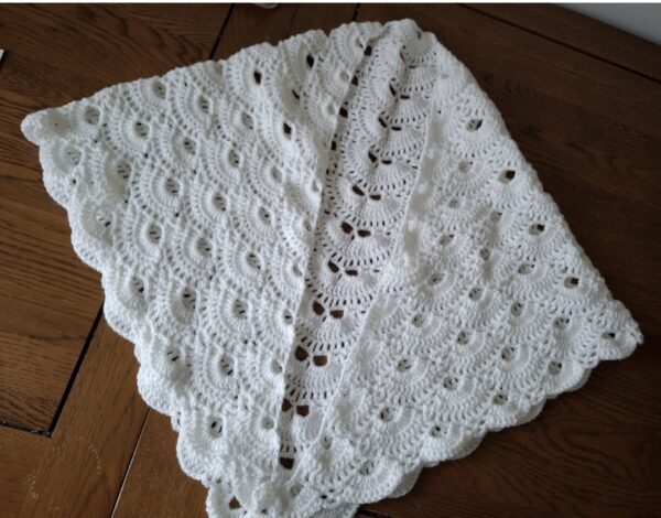 White Sparkly Crochet Shawl - main product image