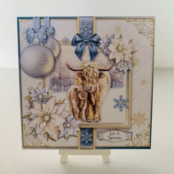 Luxury Handmade 3D decoupage Highland Cow Christmas card - main product image