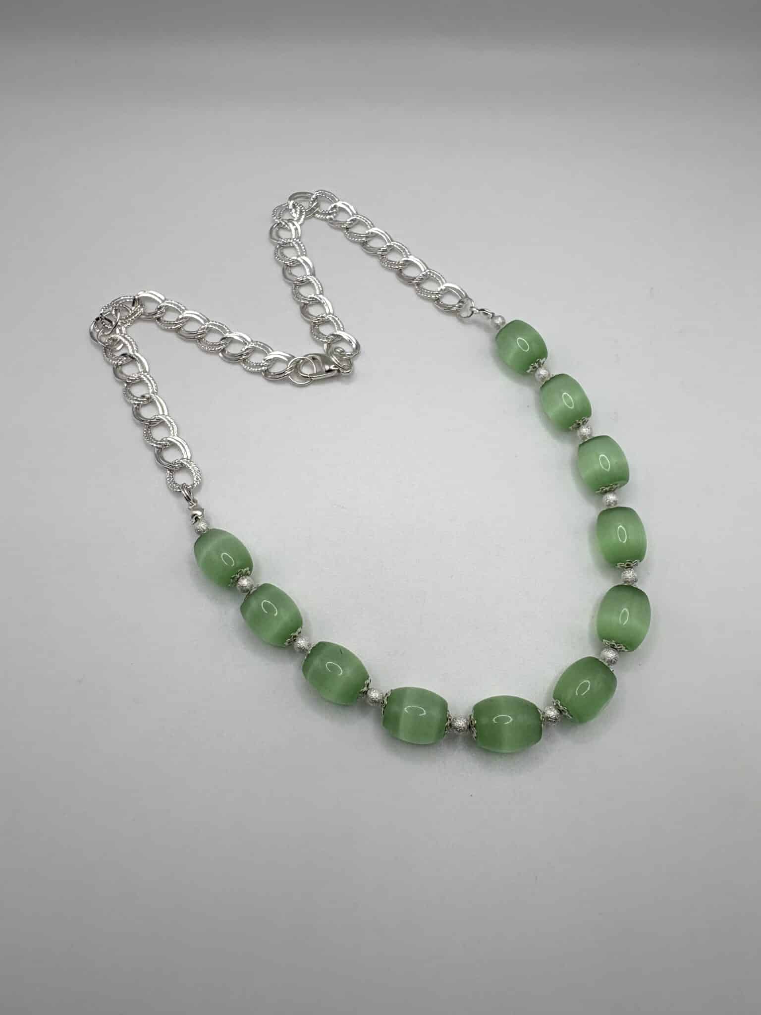 Green Barrel Cats Eye Necklace - main product image