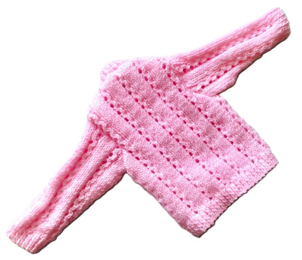 Hand-Knitted Ladder Lace Cardigan~Pink~0-3 months - product image 2