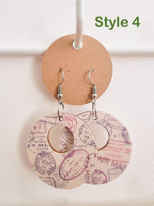 Double-Sided Mismatched Decoupage Wooden Earrings – Quirky, Colourful & One-of-a-Kind - product image 4