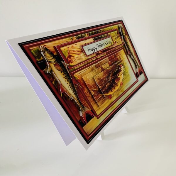 Handcrafted Birthday or Fathers Day 3d Pyramage Fishing Greeting Card - product image 5