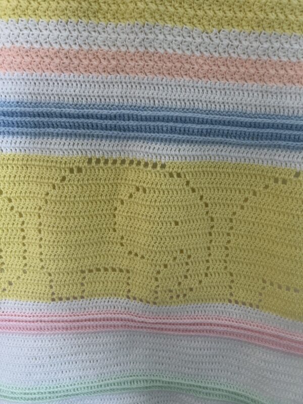 Hand crocheted Baby blanket with ducks and elephants – size 27″ x 40″ - product image 2