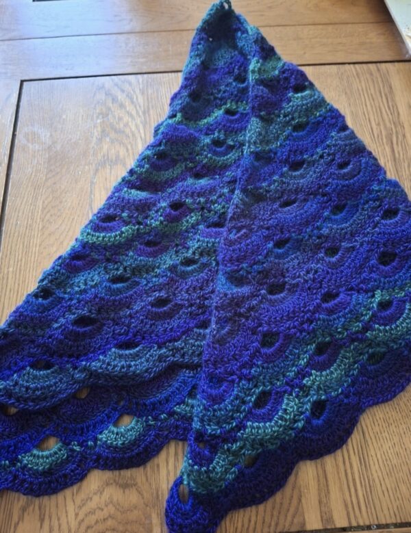 Crochet Shawl in Peacock Blues & Green - product image 3