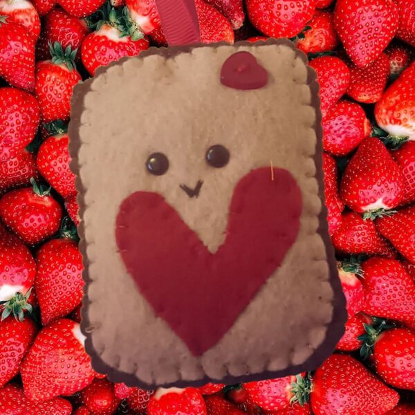 Hand sewn ‘Strawberry jam on toast’ felt hanging decoration - main product image