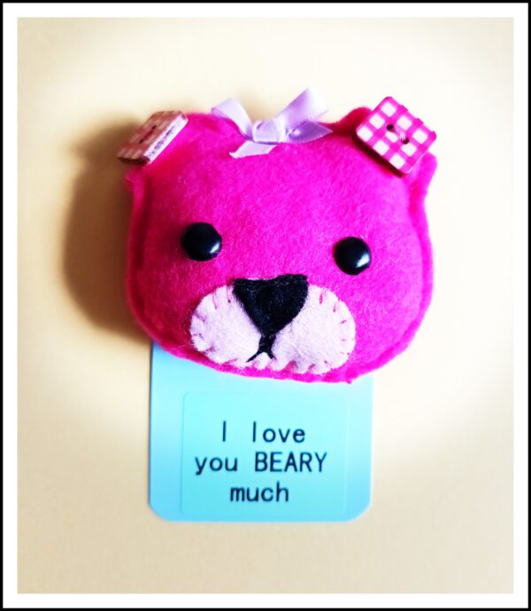 Hand sewn felt teddy bear pocket hug & pocket hug card - main product image