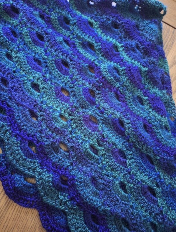 Crochet Shawl in Peacock Blues & Green - product image 2