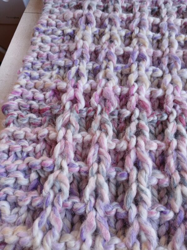 Hand- knitted baby blanket. Approx 21x 18 inches - main product image