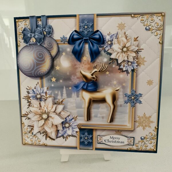 Handmade Luxury 3D decoupage Reindeer Christmas card - main product image