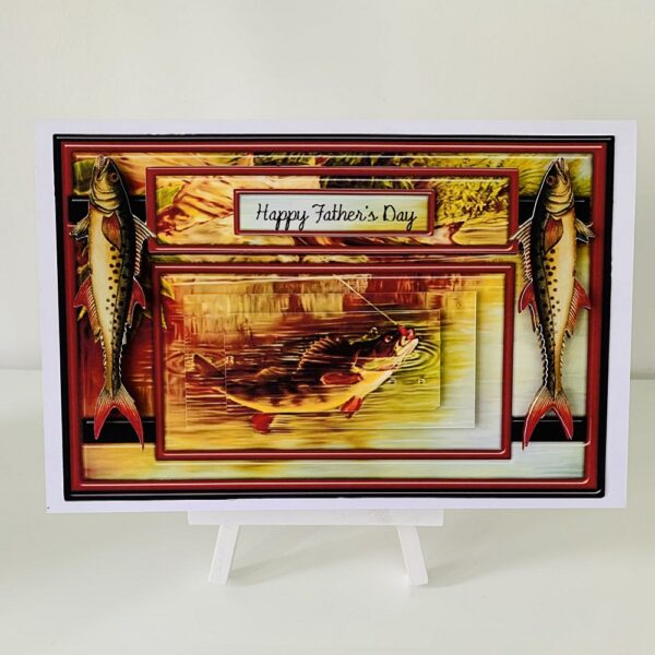 Handcrafted Birthday or Fathers Day 3d Pyramage Fishing Greeting Card - main product image