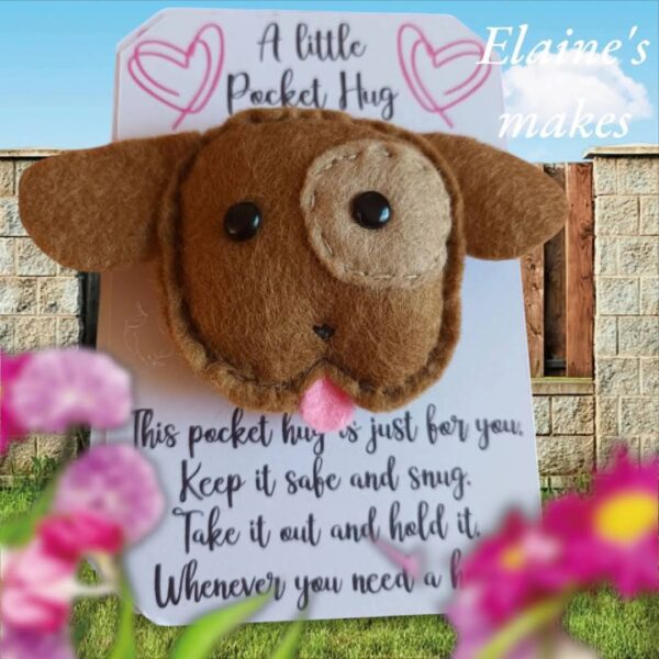 Hand sewn felt adorable puppy pocket hug & pocket hug card - main product image