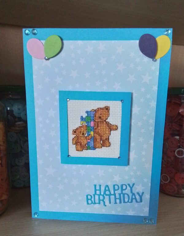1st Birthday Card, First Birthday Card, Teddy Card, Child Birthday Card – Blue - product image 4