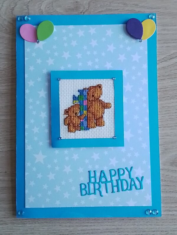 1st Birthday Card, First Birthday Card, Teddy Card, Child Birthday Card – Blue - product image 2
