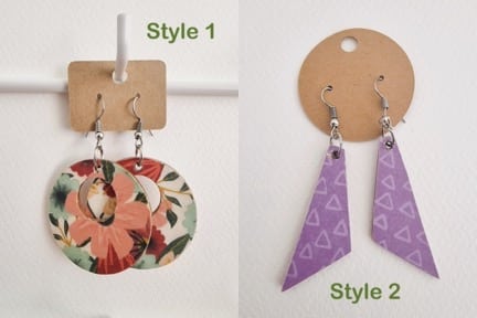 Double-Sided Mismatched Decoupage Wooden Earrings – Quirky, Colourful & One-of-a-Kind - product image 2