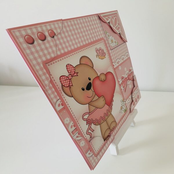Handmade Greeting Card, Happy Birthday/New Baby Cute Teddy for Girls 7×7 - product image 2