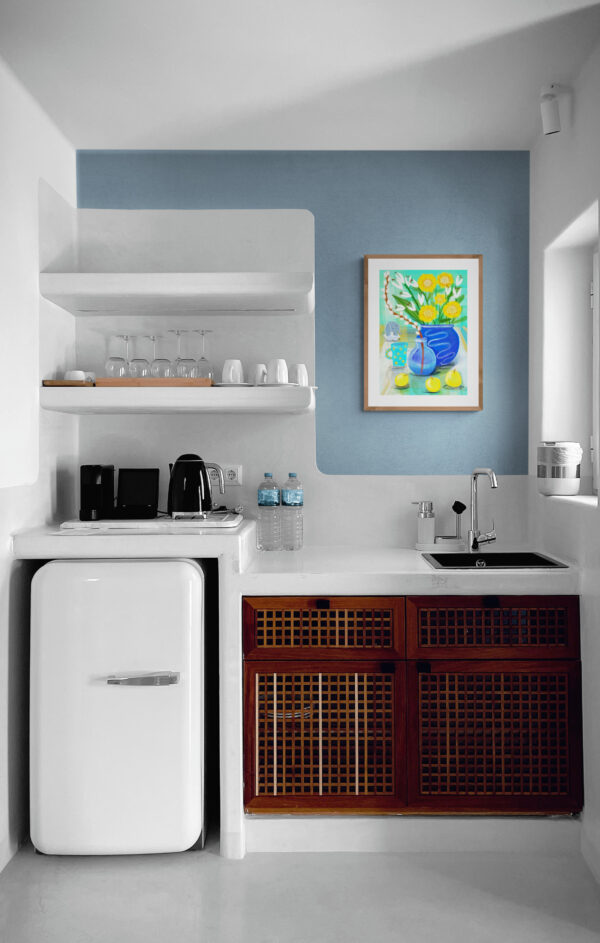 Art Print – Yellow Flowers and little elephant Still Life - product image 2