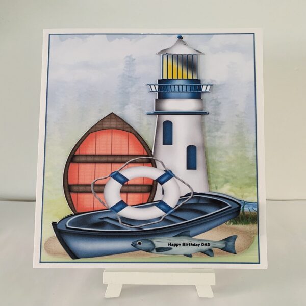 Handcrafted Happy Birthday Dad 3d Decoupage Greeting Card 6 x 8 - main product image