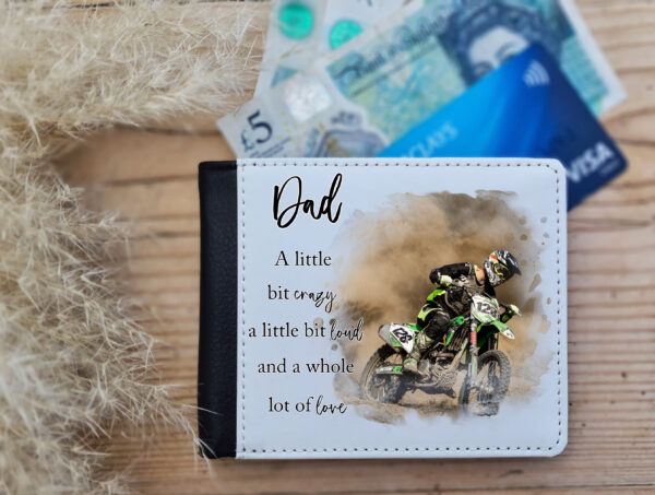 Custom Motocross Photo Wallet for Dad – Personalised Picture Wallet - main product image