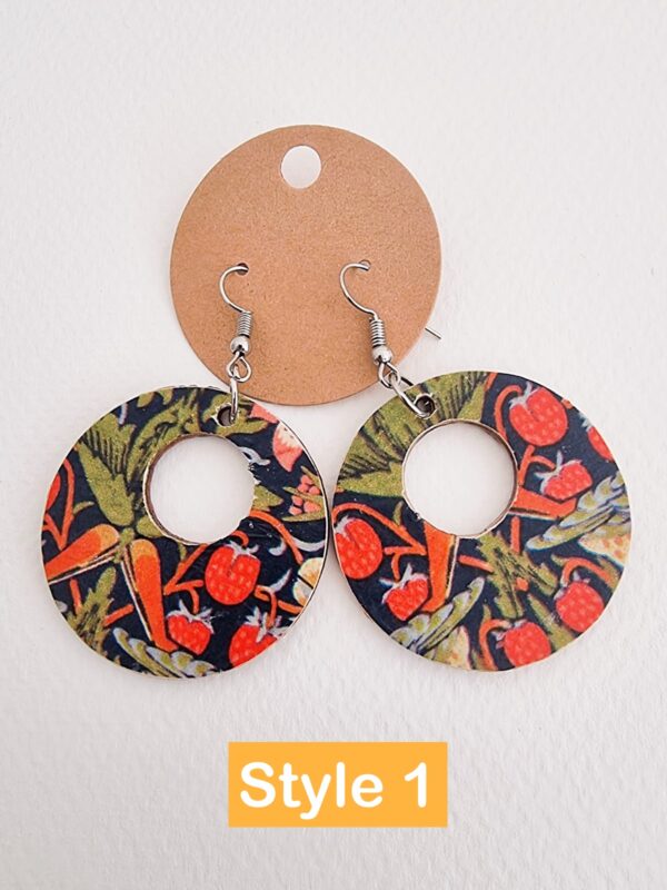Double-Sided Mismatched Decoupage Wooden Earrings - product image 2