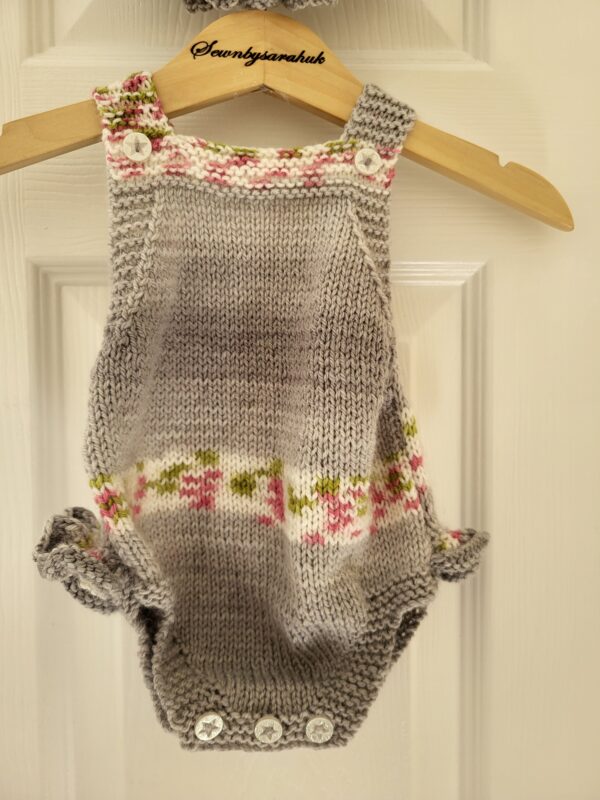 Hand knitted ruffled baby romper 0-3 months - product image 5