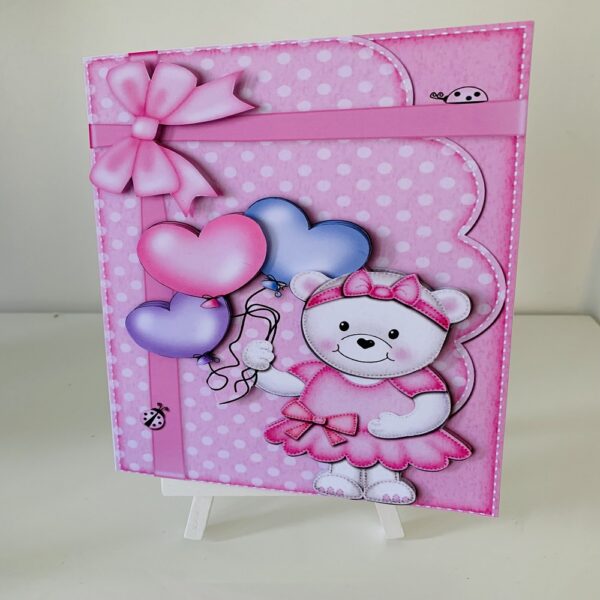 Handcrafted 3D Decoupage Cute Little Girls Greeting Card - main product image