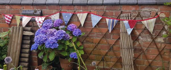 Handmade oilcloth and cotton ‘Tea 4 Two’ bunting and 4 matching coasters.. - product image 4