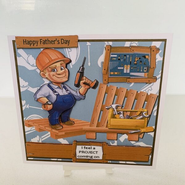 Happy Birthday / Fathers Day DIY Handmade Greeting 7×7 Square Card 3D Decoupage - main product image