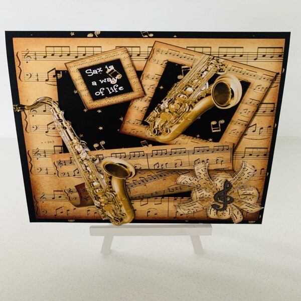 Saxophone Themed Greeting Card – Handcrafted - main product image