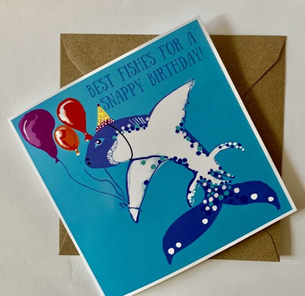 Shark birthday Card ‘Best Fishes for a Snappy Birthday!’ - product image 2