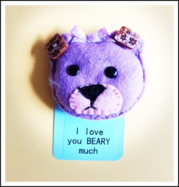 Hand sewn felt teddy bear pocket hug & pocket hug card - main product image