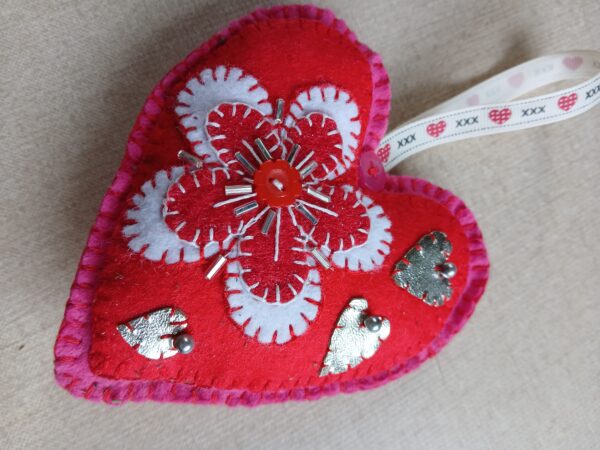 Lavender filled Heart, hand embroidered. Wedding or anniversary gift - product image 3
