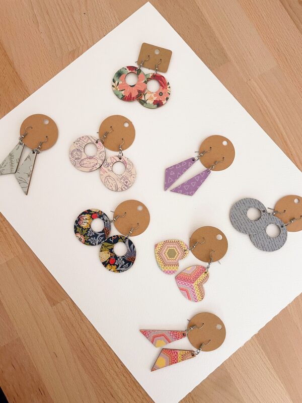 Double-Sided Mismatched Decoupage Wooden Earrings – Quirky, Colourful & One-of-a-Kind - main product image