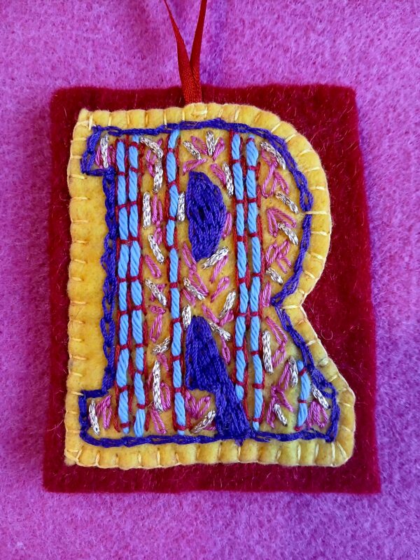 Hand embroidered letter ‘R’ - product image 2