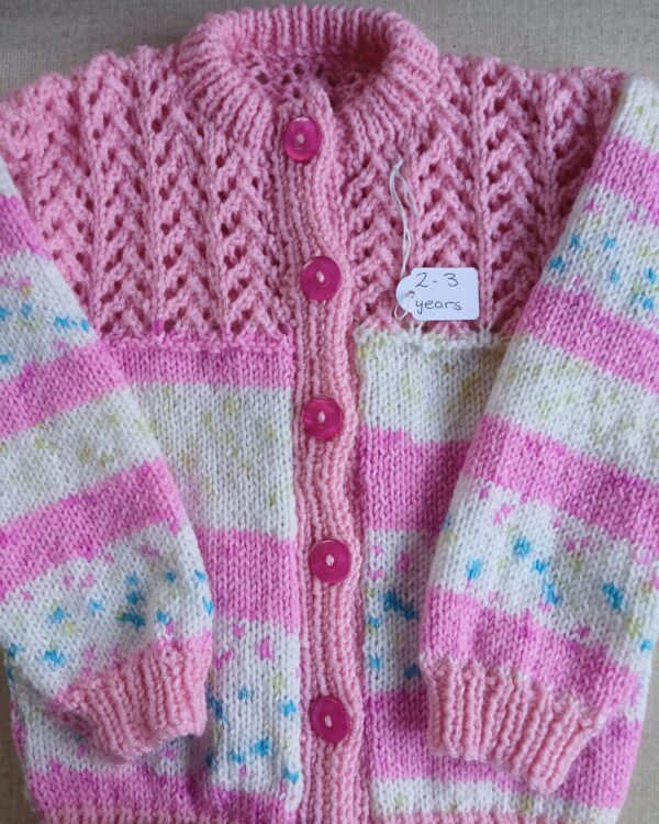 Hand-knitted child’s pink cardigan. Approx 2 to 3 yrs - product image 2