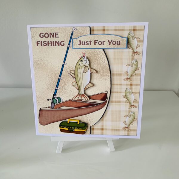Handcrafted 3d Decoupaged Fishing “Just For You” Card 10×7 - main product image
