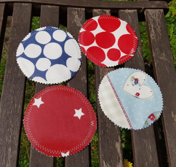 Handmade oilcloth and cotton ‘Tea 4 Two’ bunting and 4 matching coasters.. - product image 3
