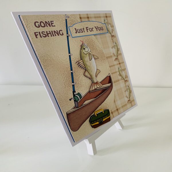 Handcrafted 3d Decoupaged Fishing “Just For You” Card 10×7 - product image 2