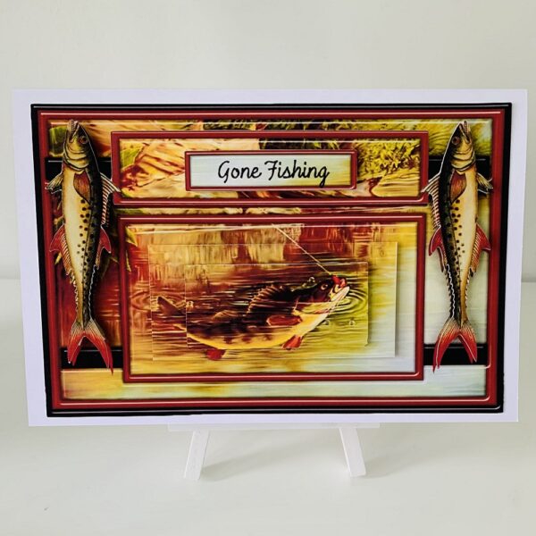 Handcrafted Birthday or Fathers Day 3d Pyramage Fishing Greeting Card - product image 3